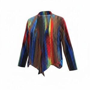 Creation XXL (XL) Multicolor Abstract Brushstroke Color Draped Cardigan Shimmer